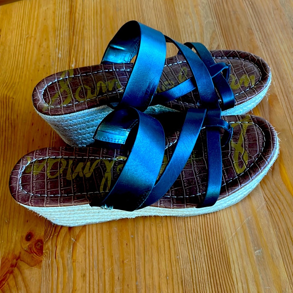 Sam Edelman black strap wedge sandals 👡